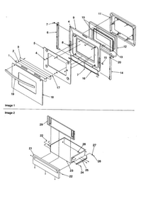 Oven Door And Storage Drawer Diagram and Parts List for ARRS6500E-P1130697NE  Amana Range