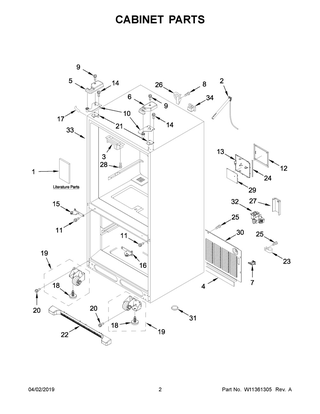 Cabinet Parts Diagram and Parts List for JFC2089BEP03  Maytag Refrigerator