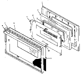 Oven Door Assembly Diagram and Parts List for SNK26FS P1143091NW,L Amana Range