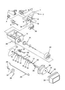 Motor And Ice Container Parts Diagram and Parts List for ASD2524VEB01  Amana Refrigerator