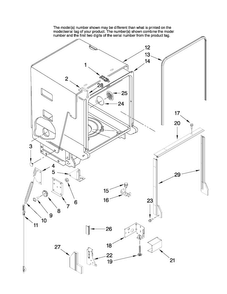 Tub And Frame Parts Diagram and Parts List for ADB2500AWQ2  Amana Dishwasher