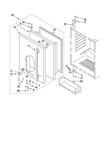 Door Parts Diagram and Parts List for JUR248LWES01  Jenn-Air Refrigerator