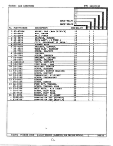 Gas Carrying Page 2 Diagram and Parts List for LNC8749A71  Maytag Dryer