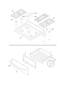 Top/drawer Diagram and Parts List for CRG3490LSF  Crosley Range