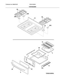 Top/drawer Diagram and Parts List for CRG3150SSA  Crosley Range
