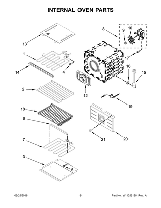 Internal Oven Parts Diagram and Parts List for JJW2430DS03  Maytag Wall Oven