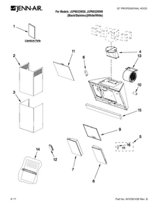 Hood Parts Diagram and Parts List for JXP5032WS0  Jenn-Air Range Hood