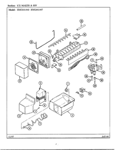Ice Maker And Bin Diagram and Parts List for 641440  Admiral Refrigerator
