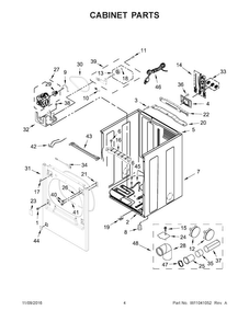 Cabinet Parts Diagram and Parts List for MGDB835DC3  Maytag Dryer