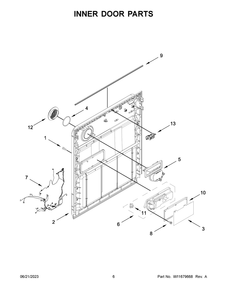 Inner Door Parts Diagram and Parts List for ADB1400AMW1  Amana Dishwasher