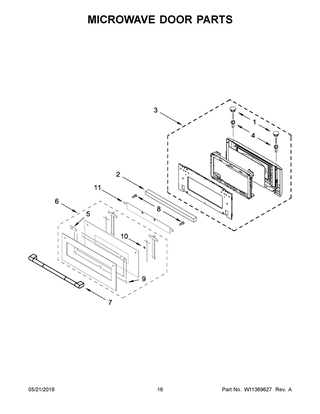 Microwave Door Parts Diagram and Parts List for JMW2427IL02  Maytag Microwave Oven Combo