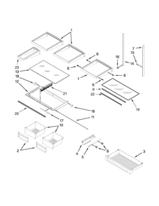 Shelf Parts Diagram and Parts List for MFI2665XEM7  Maytag Refrigerator