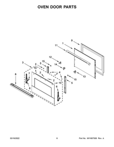 Oven Door Parts 1 Diagram and Parts List for JMW3430LM00  Maytag Microwave Oven Combo