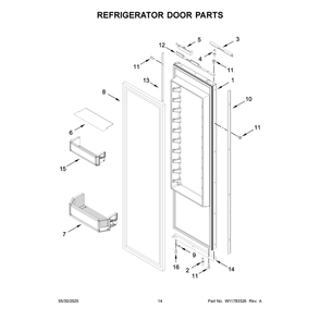 Refrigerator Door Parts Diagram and Parts List for JBSFS42NMX25  Jenn-Air Refrigerator