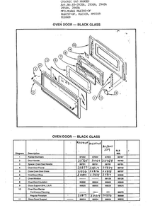 Oven Door - Black Glass Diagram and Parts List for 2940A  Amana Range