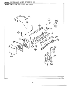 Optional Ice Maker Kit Diagram and Parts List for 211740  Admiral Refrigerator
