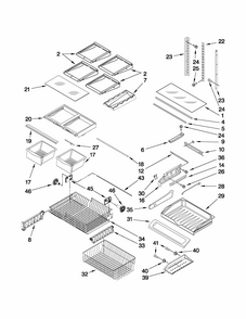 Shelf Parts Diagram and Parts List for G32026PEKS8  Maytag Refrigerator