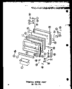 Freezer Door Assy 18 Cu. Ft. Diagram and Parts List for T16J-P60236-9W  Amana Refrigerator