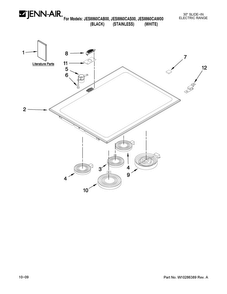 Part Location Diagram of W10199498 Whirlpool COOKTOP