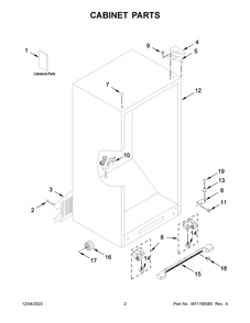 Cabinet Parts Diagram and Parts List for MZF34X18FW08  Maytag Freezer