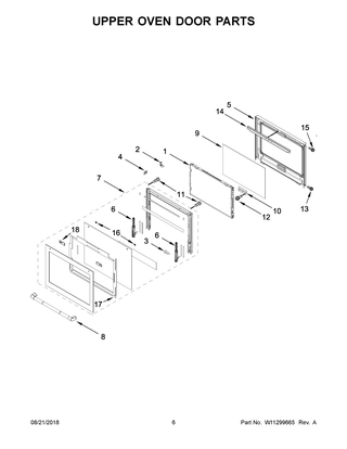 Upper Oven Door Parts Diagram and Parts List for JJW2830DP03  Maytag Wall Oven