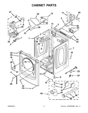 02 - Cabinet Parts Diagram and Parts List for YMED4200BG0  Maytag Dryer
