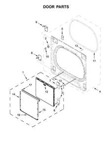 Door Parts Diagram and Parts List for 7MMGDB835EW2  Maytag Dryer