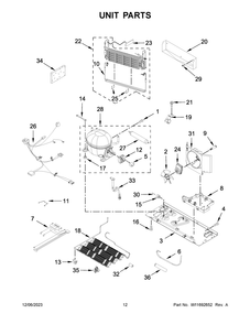Unit Parts Diagram and Parts List for JFFCF72DKL06  Jenn-Air Refrigerator