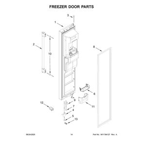 Freezer Door Parts Diagram and Parts List for MSS25C4MGW07  Maytag Refrigerator