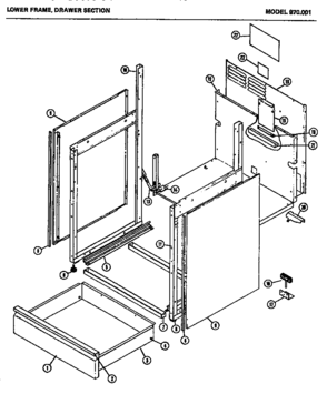 02 - LOWER FRAME Diagram and Parts List for 970001  Maytag Range