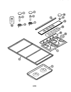 Top Assembly Diagram and Parts List for CCGX2420N  Jenn-Air Cooktop