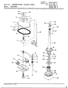 Transmission Diagram and Parts List for 6540A REV D Norge Washer