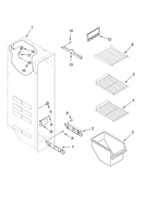 Freezer Liner Parts Diagram and Parts List for ASD2524VEB00  Amana Refrigerator