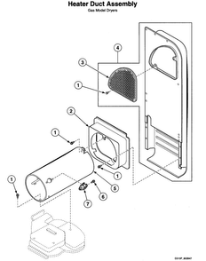 Heater Duct Assy Diagram and Parts List for LTSA9AWN3060  Speed Queen Washer Dryer Combo