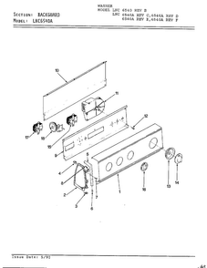 Washer/backguard Diagram and Parts List for 6540A REV D Norge Washer