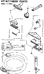 Attachment Parts Diagram and Parts List for 11629601  Kenmore Canister Vacuum