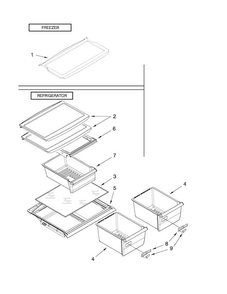Shelf Parts Diagram and Parts List for M8RXCGFXB01  Maytag Refrigerator