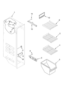 Freezer Liner Parts Diagram and Parts List for ASD2524VEB01  Amana Refrigerator