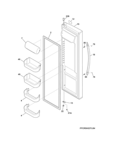 Refrigerator Door Diagram and Parts List for CRSH268MBDA  Crosley Refrigerator