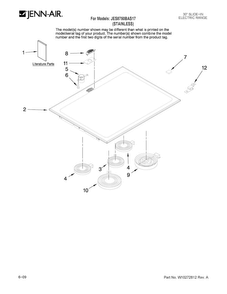 Cooktop Parts Diagram and Parts List for JES8750BAS17  Jenn-Air Range