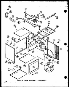 Lower Oven Cabinet Assembly Diagram and Parts List for RVH-2 P72908-3M Amana Range Hood