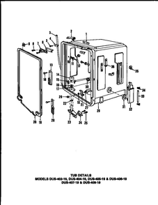 Tub Details 3 Diagram and Parts List for DUS-414-19  Maytag Dishwasher