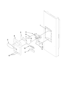 Dispenser Front Parts Diagram and Parts List for MFI2569VEM2  Maytag Refrigerator