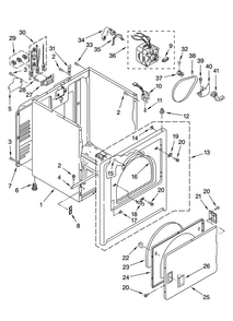 Cabinet Parts Diagram and Parts List for 4KMED5900TW0  Maytag Dryer