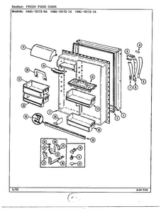 Fresh Food Door Diagram and Parts List for 19173-0A  Admiral Refrigerator