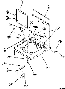 Cabinet Top, Loading Door And Control Hood Rear Panel Diagram and Parts List for LW8413W2B PLW8413W2B Amana Washer