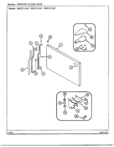 Freezer Outer Door Diagram and Parts List for HMG-231667  Admiral Refrigerator