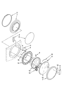 Door And Latch Parts Diagram and Parts List for MHWZ600TE01  Maytag Washer