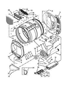 Upper And Lower Bulkhead Parts Diagram and Parts List for MLE27PDBZW0  Maytag Dryer