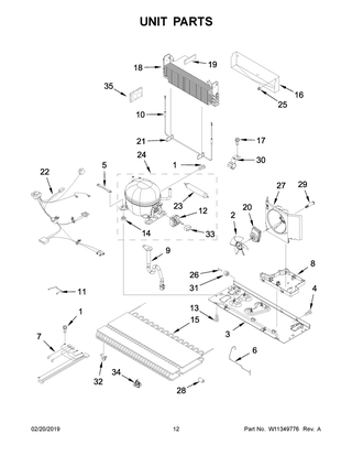 Unit Parts Diagram and Parts List for MFF2558FEW01  Maytag Refrigerator